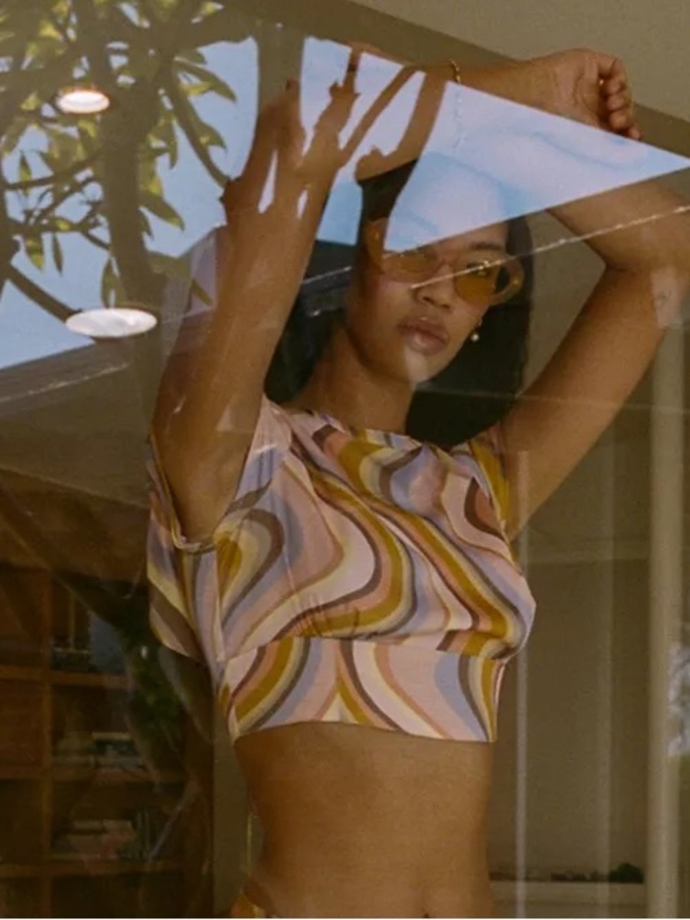 UO Urban Outfitters Psychedelic Printed Open Back Crop Top Small